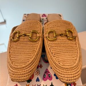 Jeffrey Campbell Tan Mules with Gold Accents EUC